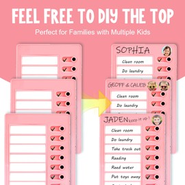 3 Pieces to Do List Checklist Boards, Plastic Memo Boards, Detachable Message Boards Checklist Slider, Schedule Planning Boards with 3 Acrylic Adhesive, 10 Cardstock(Pink)