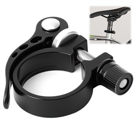 Bike Seat Post Clamp 31.8mm Bicycle Seat Quick Release Tube Clamp Aluminum Alloy Seatpost Collar Release Saddle Clip for MTB Road Folding Casual Track Mountain Bike, Black