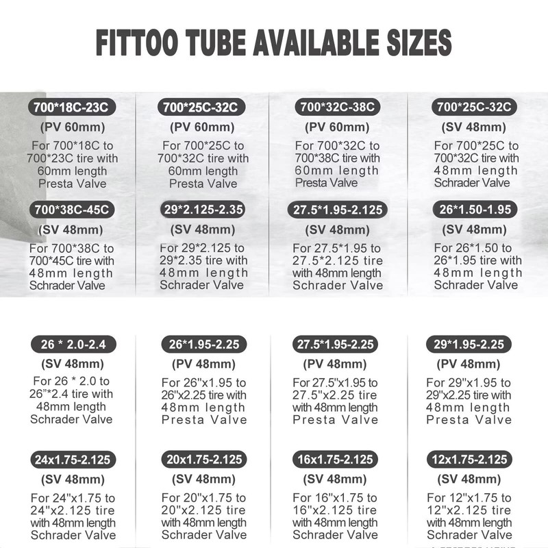 FITTOO Bike Inner Tubes Replacement Bicycle Inner Tube with Presta