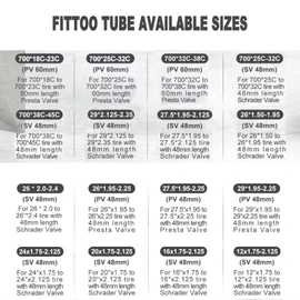 FITTOO Bike Inner Tubes Replacement Bicycle Inner Tube with Presta Valve or Schrader Valve - Made from PAHs 15 Free Premium Quality Butyl Rubber, 21 Sizes Options(ONE PIECE PACKED,27.5*1.95-2.25 S/V)