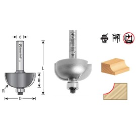 Amana Tool - 49094 Carbide Tipped Cove 1/8 Radius x 5/8 Dia x 1/2 x 1/4" Shank
