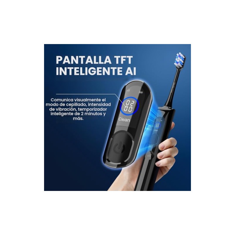 Cepillo de dientes eléctrico con sensor de presión, negro