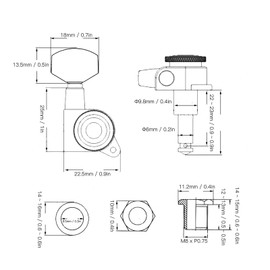 Guitar Locking Tuners, Professional Sealed String Tuning Wrench Vintage Lock String Tuning Key Pegs Machine Heads Replacement for Electric or Acoustic Guitars (Set of six right buttons)