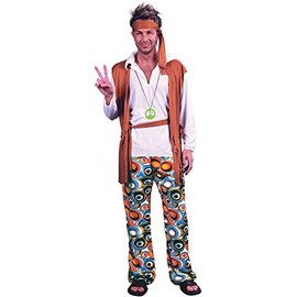Flower Power Hippy Man Costume for Men 60s 70s Seventies Sixties, xl/xxl, multicoloured