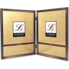 Lawrence Frames 11580D Antique Pewter 8x10 Hinged Double Picture Frame - Bead Border Design