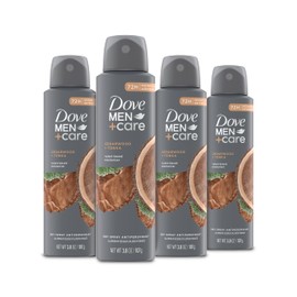 Dove Men+Care Dry Spray Antiperspirant Cedarwood + Tonka 4 Count 72H Protection with a Plant-Based Moisturizer 3.8 oz