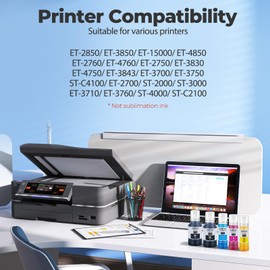 502 Ink Refill Bottles ET-2850 ET-3850 ET-15000 ET-4850 Replacement for Epson 502 Ink Compatible for Ecotank ET 2850 ET 3850 ET-4760 ET-2760 ET-3830 ET 15000 ET 4850 ET-3843 2750 4750 3750 Printer