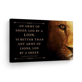 SmileArtDesign an Army Sheep Led by A Lion is Better Than an Army Led by Sheep Quote Canvas Print Motivational Inspirational Wall Art Home Decor Living Room Ready to Hang Made in The USA - 23x36