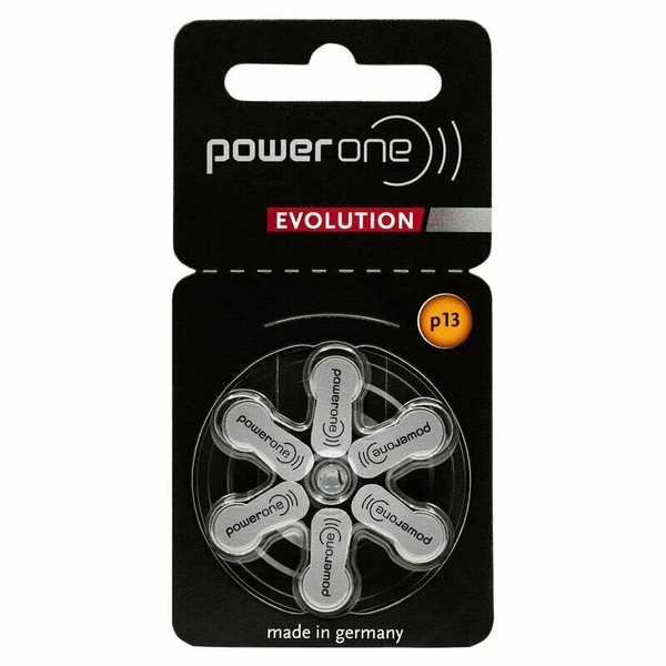PowerOne Evolution - Baterías para audífonos – Baterías para audífonos de aire de zinc con duración mejorada de la batería – 60 baterías – Tamaño 10, 13, 312 y 675 – con llavero de batería para audífonos Liberty (13)