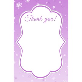 30 Winter Snowflake Purple Blank Thank You Cards Bridal Wedding Shower Birthday Party Baby Girl Shower + 30 White Envelopes