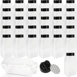 32 Pack 16 oz Plastic Spice Jars with Cap Clear Empty Square Spice Bottle with Shaker Lids Large Empty Seasoning Containers for Storing Spice Salt Seasoning