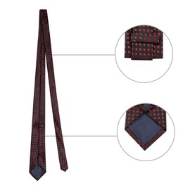 Allegra K Men's Polka Dots Tie Clip, Cufflinks, Neck Tie and Pocket Square Set for Wedding Business Black Red One Size