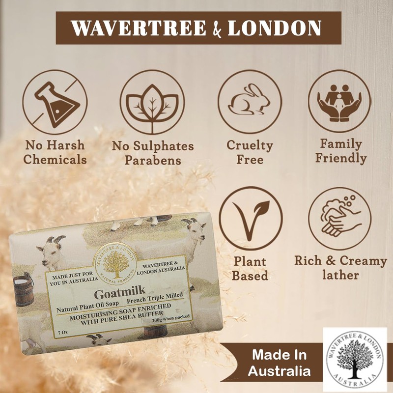 Wavertree & London Goats Milk Scented Natural Soap Bars (Pack