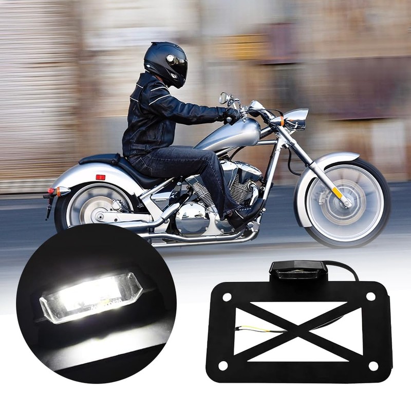 KACEPAR Motorcycle Side Mount LED Tail Light License Plate Holder