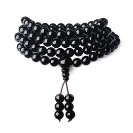 COAI 108 Mala Beads Onyx Stone Prayer Bracelet Stone Beaded Necklace 8mm
