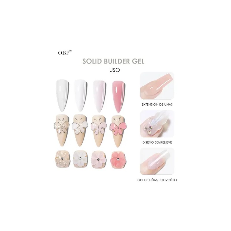 Polygel Sólido Para Diseño Uñas Extensión 15ml Obp