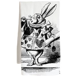 Live Nice First Witness Alice in Wonderland Kitchen Towel Tea White Rabbit