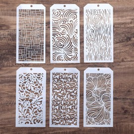 DIY Decorative Stencil Template for Scrapbooking Painting on Wall Furniture Crafts, Set of 6 (Tree Grain#9)