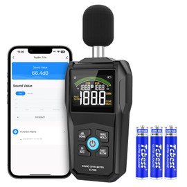 AIOMEST Decibel Meter with Bluetooth App, Digital Portable Sound Level Meter 30 dB to 130 dB with LCD Display A/C Weighted Max/Min, Data Storage, Sound Level Meter for Classroom, Office, Home