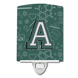 Caroline's Treasures CJ2010-ACNL Letter A Back to School Initial Ceramic Night Light Compact, UL-Certified, Ideal for Bedroom, Bathroom, Nursery, Hallway, Kitchen, 6x4x3, Multicolor