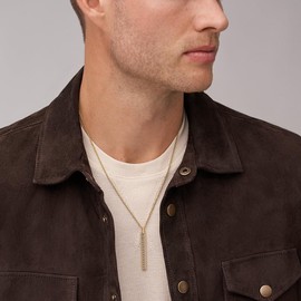 Fossil Harlow Linear Texture JF04609710 Men's Necklace Stainless Steel Gold-Coloured, Stainless Steel, No Gemstone