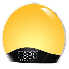 Togaga Newest Sunrise Alarm Clock, Wake Up Light Night Light, Bedside Lamp with Bluetooth Speaker, Sunrise/Sunset Simulation Dual Alarms and Snooze Function, 16 Colors, 7 Natural Sounds, FM Radio