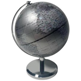 Aristal Globe Object Model Antique World Map Stylish Interior Geography Learning Stylish Globe (Silver)