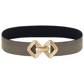 Buywis Wide Elastic Belts for Women Stretchy Waist Belt for Dress 85CM Black Band Gold Buckle