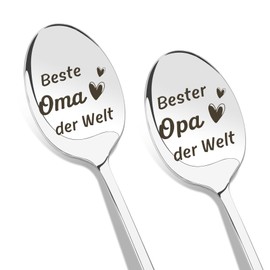 Grandma Grandpa Gifts Birthday Gift Easter Gifts Christmas Gifts Mother's Day Gifts Thanksgiving Gift Gifts for Grandma Grandpa Set of 2 Spoons Coffee Spoons with Engraving from Grandson Granddaughter