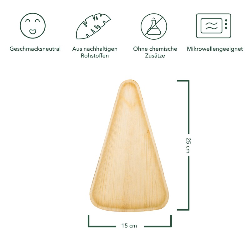 wisefood Palm Leaf Pizza Square, Pack of 25, Disposable Triangle