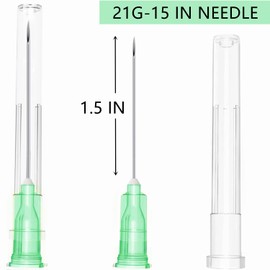 100 Pack 21Ga 1 1/2 Inch Stainless Steel Dispensing Lab Tools Accessories for Scientific Labs, Measuring and Refilling, Individually Wrapped