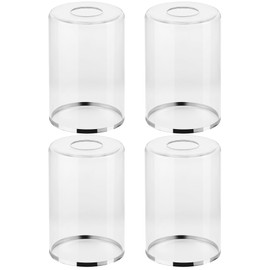 Clear Glass Light Shade with Silver Trim - 1-5/8" Fitter Opening - Replacement for Chandeliers, Wall Sconces, Pendant Lights，Vanity & Ceiling Lights - Vintage Style Decor (4 Pack)
