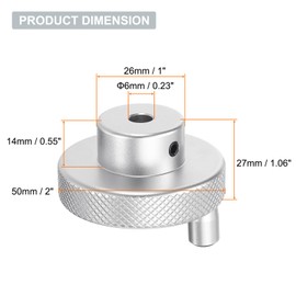 sourcing map Aluminum Alloy Handwheel 50mm OD 6mm Bore Lathe Hand Wheel with Rotate Handle Aluminum Milling Machine Handle with Wrench and 2pcs Screws for Milling Machine Lathe, Silver Tone