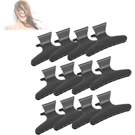 12Pcs / Set Pinza de Pelo Negra, Pasador de Pelo con Mariposa, Abrazaderas de Garra para Sección de Cabello, Accesorios para el Cabello de Herramientas de Peluquería de Salón