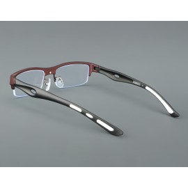 JOLLYNOVA Leon Sports Reading Glasses for Men,Half Glasses Frame Lightweight Al-Mg Metal Blue Light Computer Readers (Black Red, 2, x)