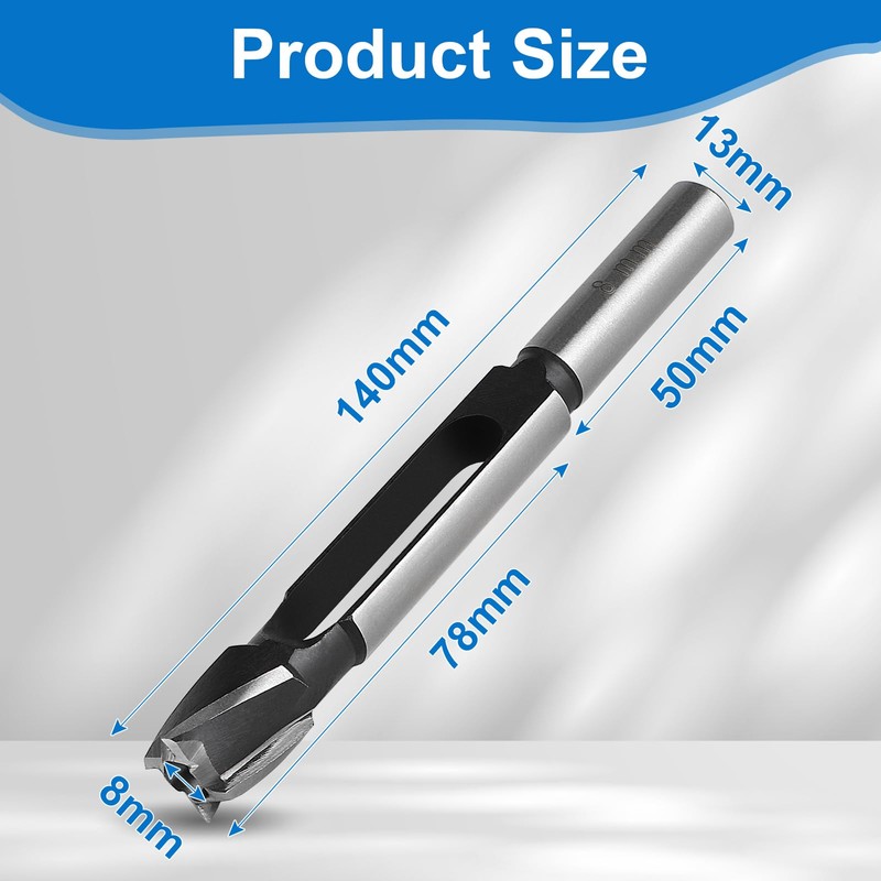 SWAWIS Dowel Tenon Drill Diameter 8 mm, High Carbon Tenon