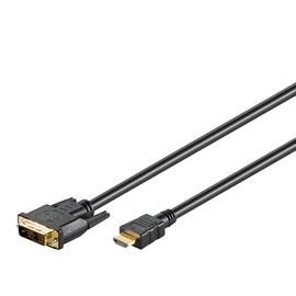 Goobay 51579 DVI-D/HDMI Cable, Gold-plated, Black, 1 m Cable Length