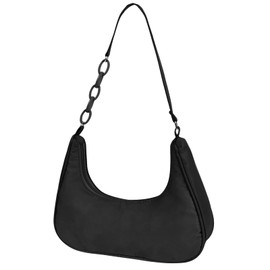 Shoulder Bag Women's Handbag Black White Purple Fashion Shoulder Bag Nylon Retro Shoulder Bag Y2k Small Armpit Bag Aesthetic Bag Clutch Bag for Women, black