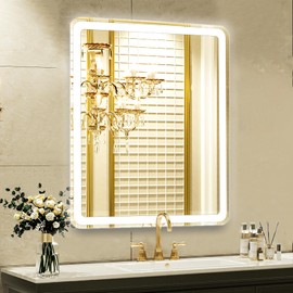 24X36 Inch LED Bathroom Mirror with Frontlit and Backlit, Anti-Fog Bathroom Mirror for Wall, Stepless Dimmable, 3 Color Modes, Memory Function Smart Mirror Perfect for Modern Homes