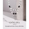 IDOKAWA Cross Necklace for Men Black White Pearl Necklace Rosary