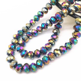 Niziky 620PCS Briolette Crystal Glass Beads for Jewelry Making, 4mm Rainbow AB Faceted Briolette Rondelle Glass Beads with Hole, Glass Crystal Spacer Beads for DIY Crafts Projects