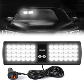 Nilight - Luces estroboscópicas de visera blanca de 48 luces LED para interiores, luces de advertencia de emergencia, superbrillantes para policía, bomberos, vehículos y camiones