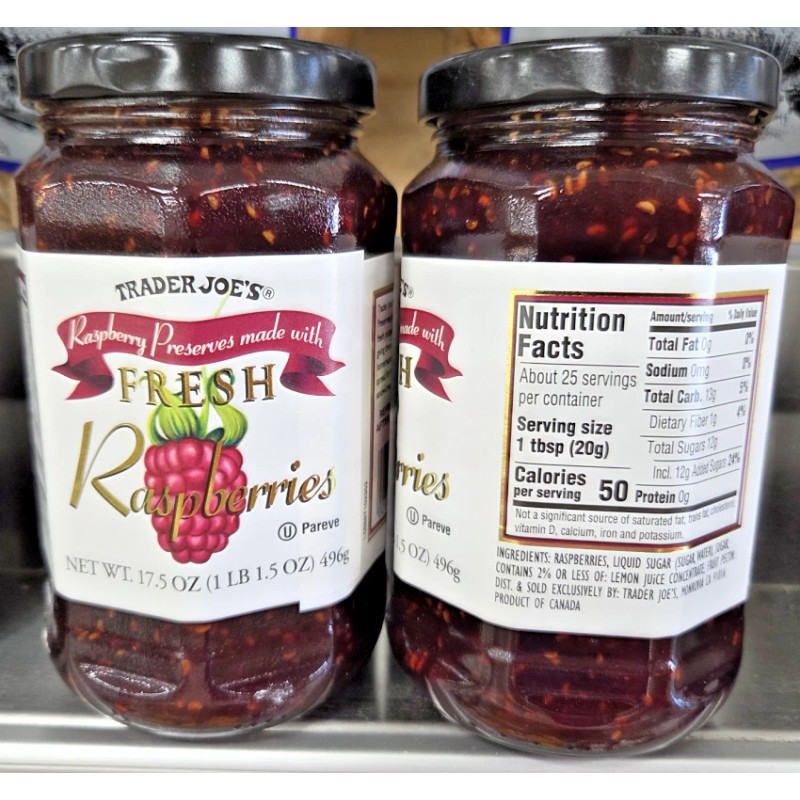 Trader Joe's Raspberry Preserves made with Fresh Raspberries 17.5oz (2