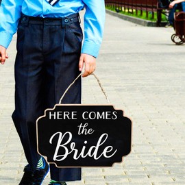 Vinyl Wall Art Decal - Here Comes The Bride - 12.5" x 17" - Trendy Modern Cute Quote for Bridal Shower Wedding Mirror Cardboard Decoration Sticker