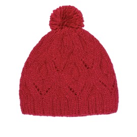 INTI ALPACA Hand Knitted Alpaca Beanie Hat with Pom Pom - Winter Beanie for Outdoor and Indoor (Red)