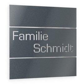 Graviers Design Door Sign Made of V2A Stainless Steel 230 x 230 mm – Anthracite Metallic – Weatherproof Rustproof Individually Adjustable – Made in Germany