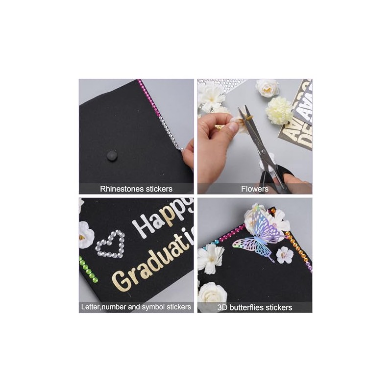 42 Pcs Graduation Hat Decorations Kit Includes 20Pcs Purple Decorative