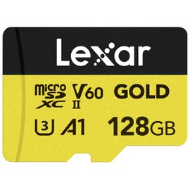 Tarjeta Lexar Profesional Oro microSDXC 128GB, UHS-II, C10, U3, V60, Full-HD & 4K Video, hasta 280MB/s de Lectura, para videógrafos Profesionales, Jugadores