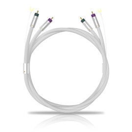 Tertullus Phono Cable with Ground, 2M OFC Silver-Plated Turntable Ground Cable, Silver-Plated Shielded RCA Audio Cables, for Turntables, Record Players, amplifiers (2RCA to 2RCA/White)