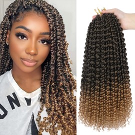 Ubeleco Ombre Blonde Passion Twist Hair,14 Inch Water Wave Crochet Hair For Women 22 Strands/Pack Passion Twist Crochet Hair Passion Twists Braiding Hair (14 Inch (Pack of 7),1B/27)
